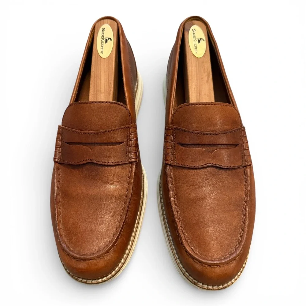 Cole‎ Haan Grand.ØS Brown Leather Penny Loafers Men's 7.5 M